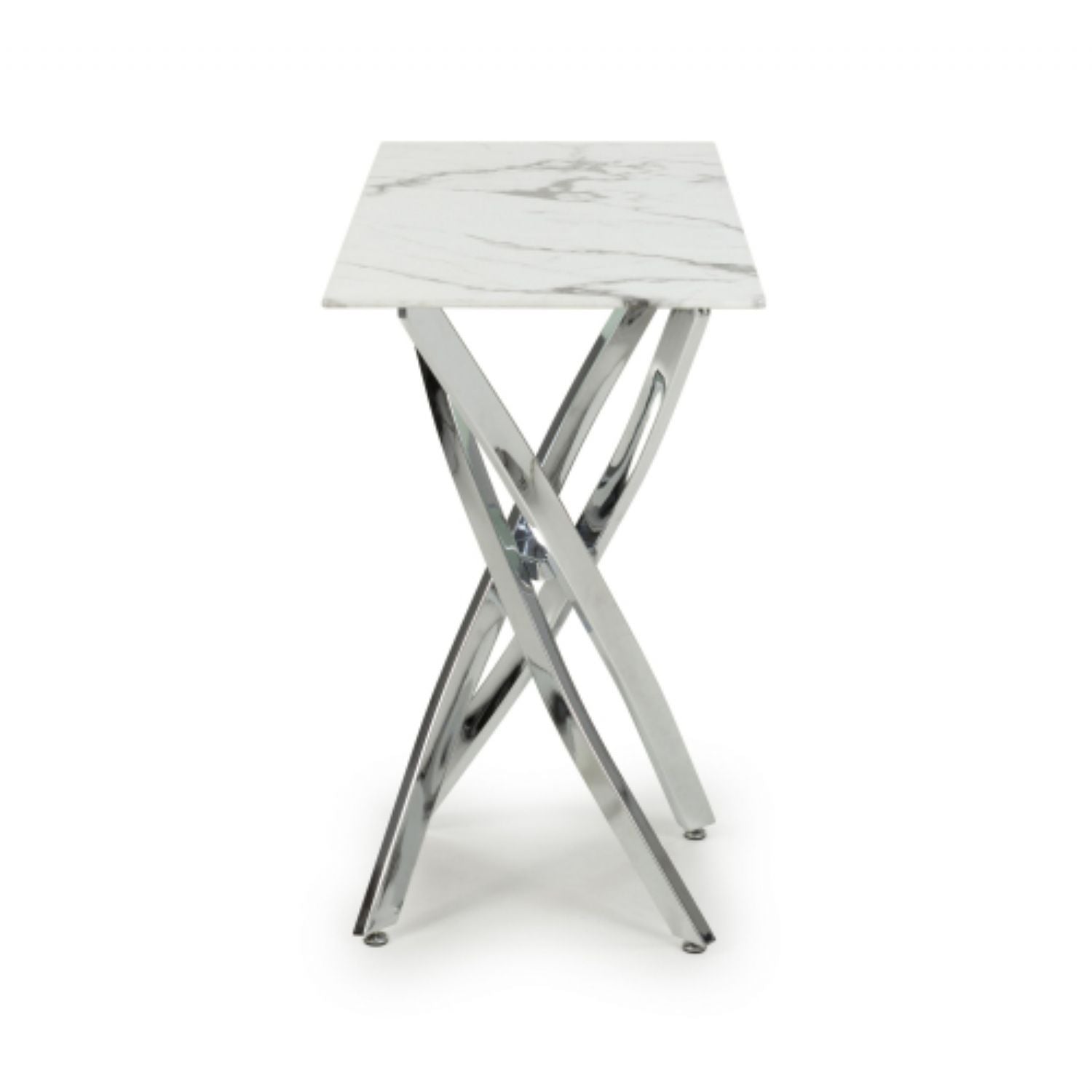 Astoria White Chrome Console Table
