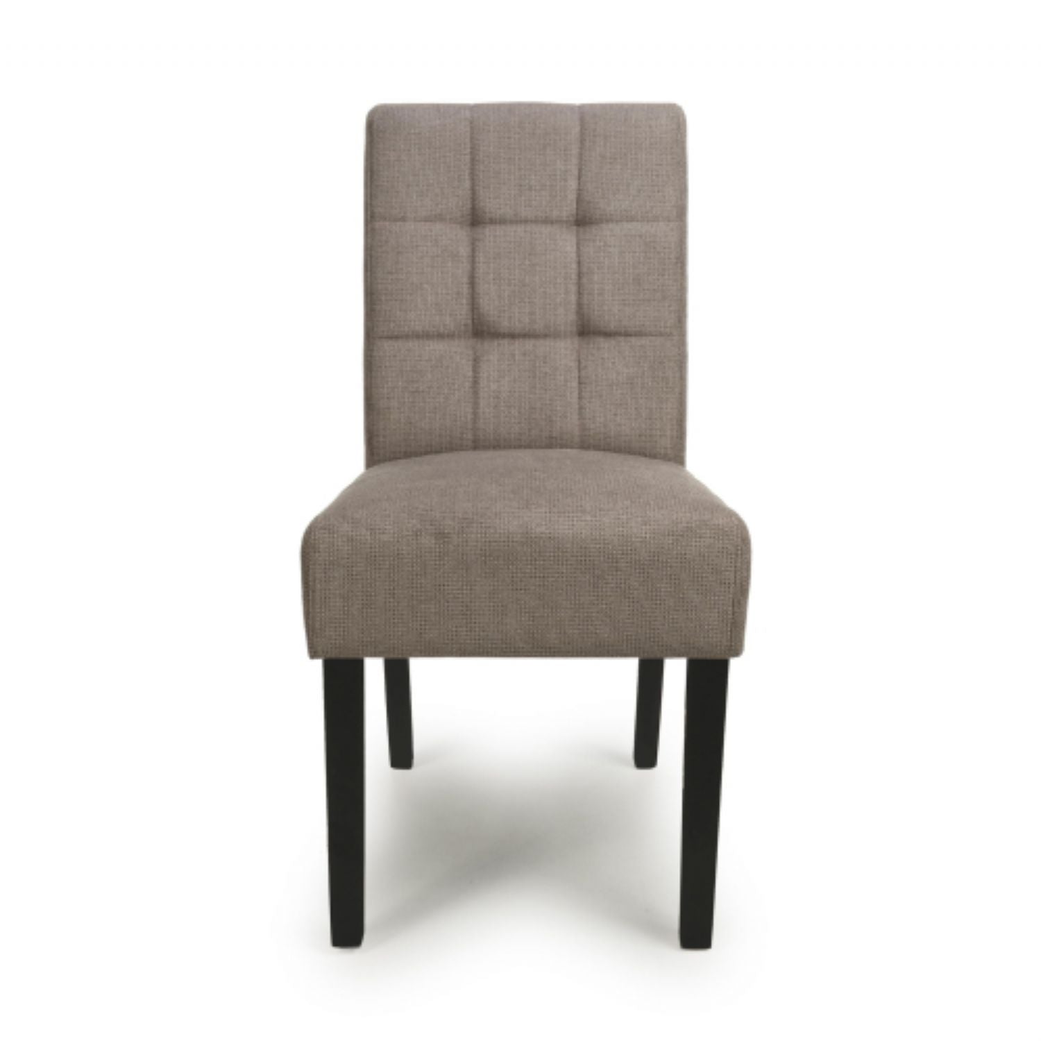 Flax Light Brown Natural Fabric Dining Chair Black Wooden Legs