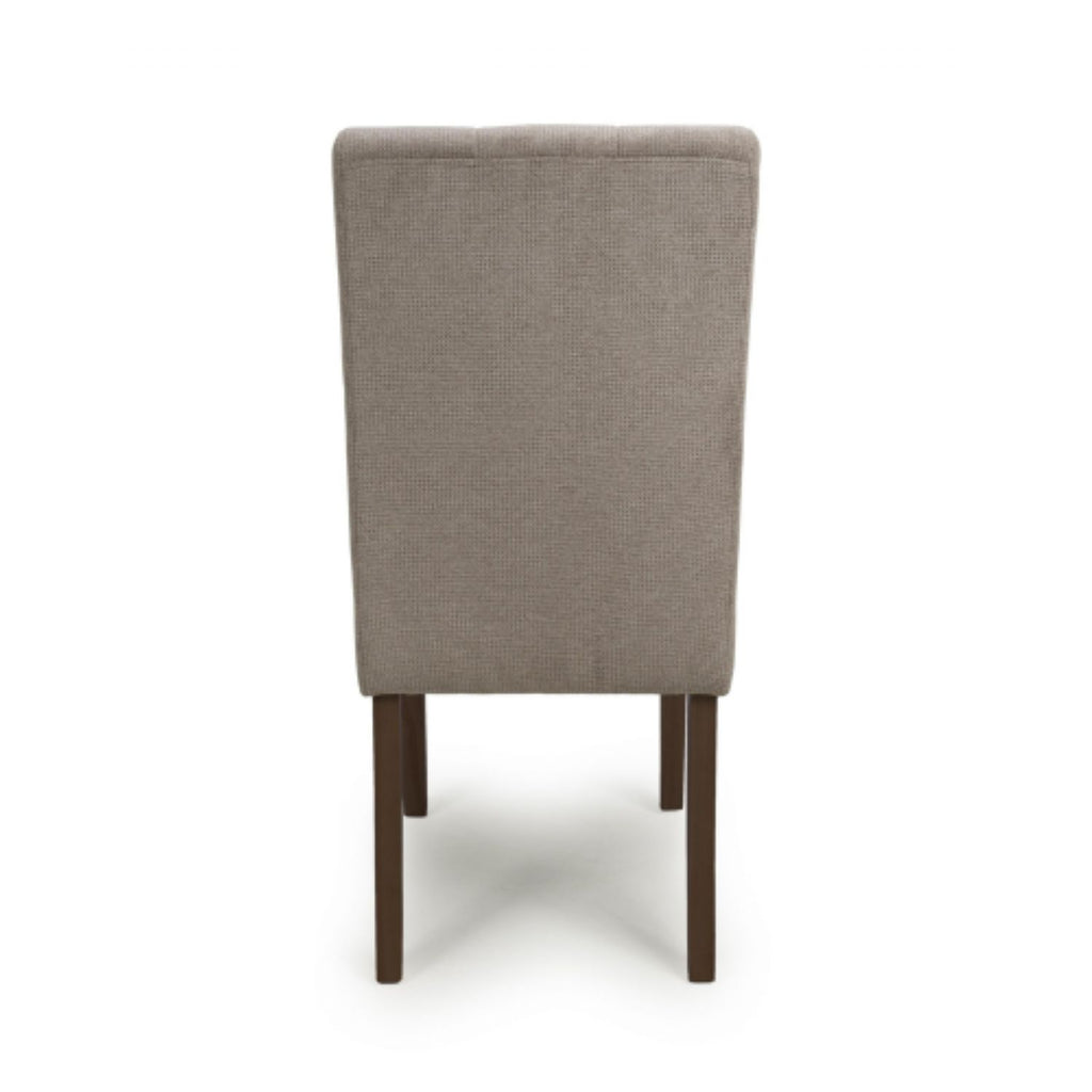 Flax Waffle Light Brown Fabric Dining Chair Walnut Wood Legs