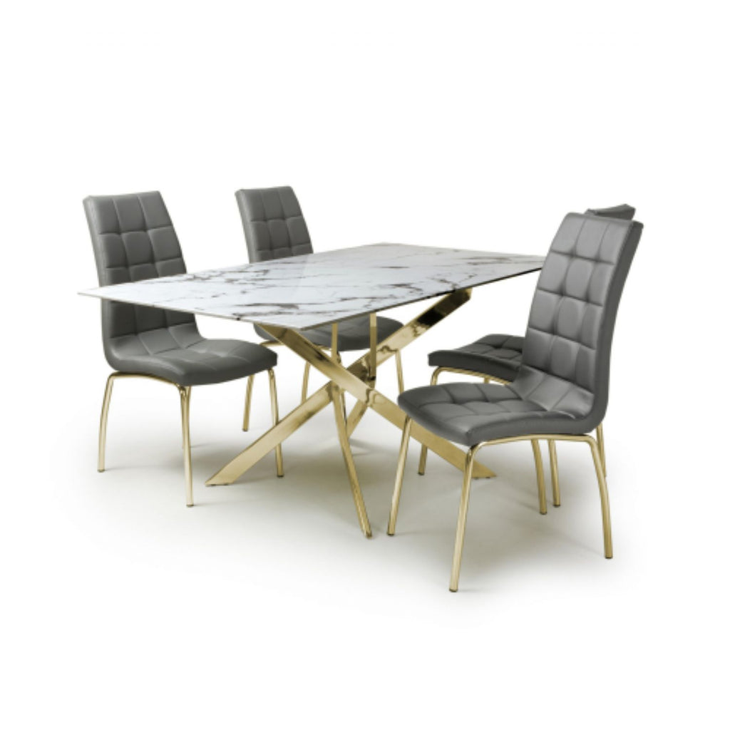 Astoria 1.6m White And 4 Jenner Grey with Gold legs Dining Set