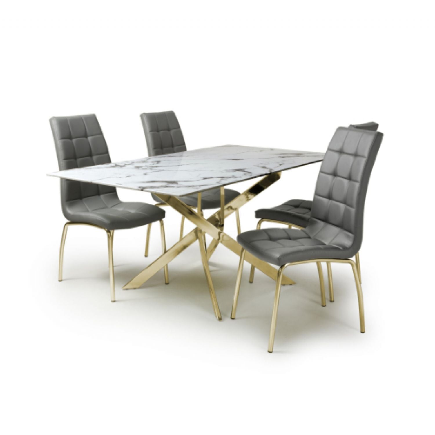 Astoria 1.6m White And 4 Jenner Grey with Gold legs Dining Set