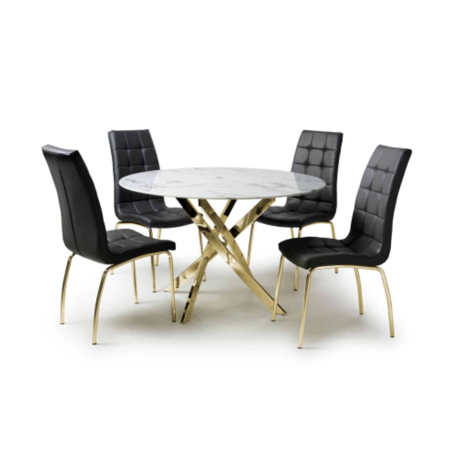 Astoria Round White And 4 Jenner Black with Gold legs Dining Set