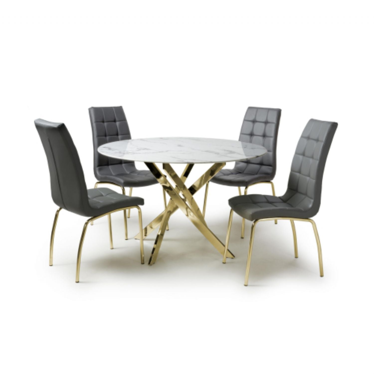 Astoria Round White And 4 Jenner Grey with Gold legs Dining Set