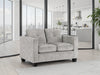 Grey Leather Effect Fabric Standard Back 2 Seater Sofa