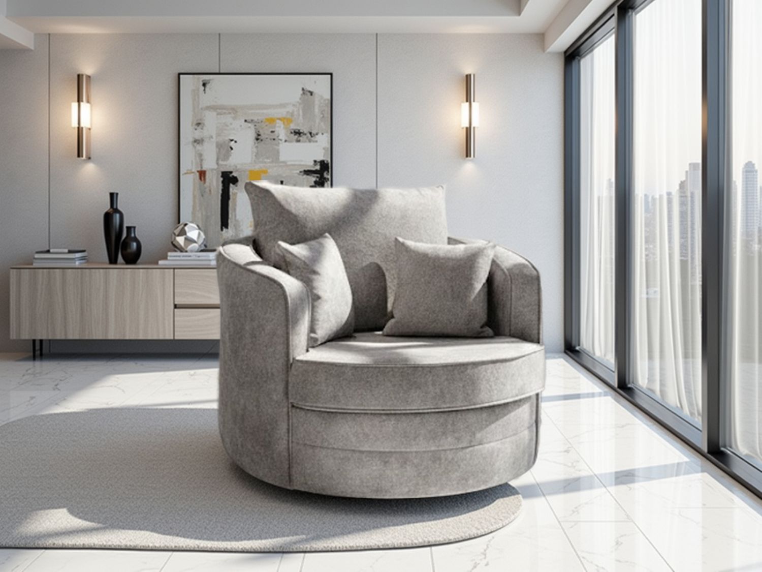 Serena Sofa Grey Swivel Chair
